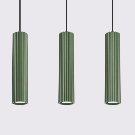 Pendant lamp KARBON 3L olive green