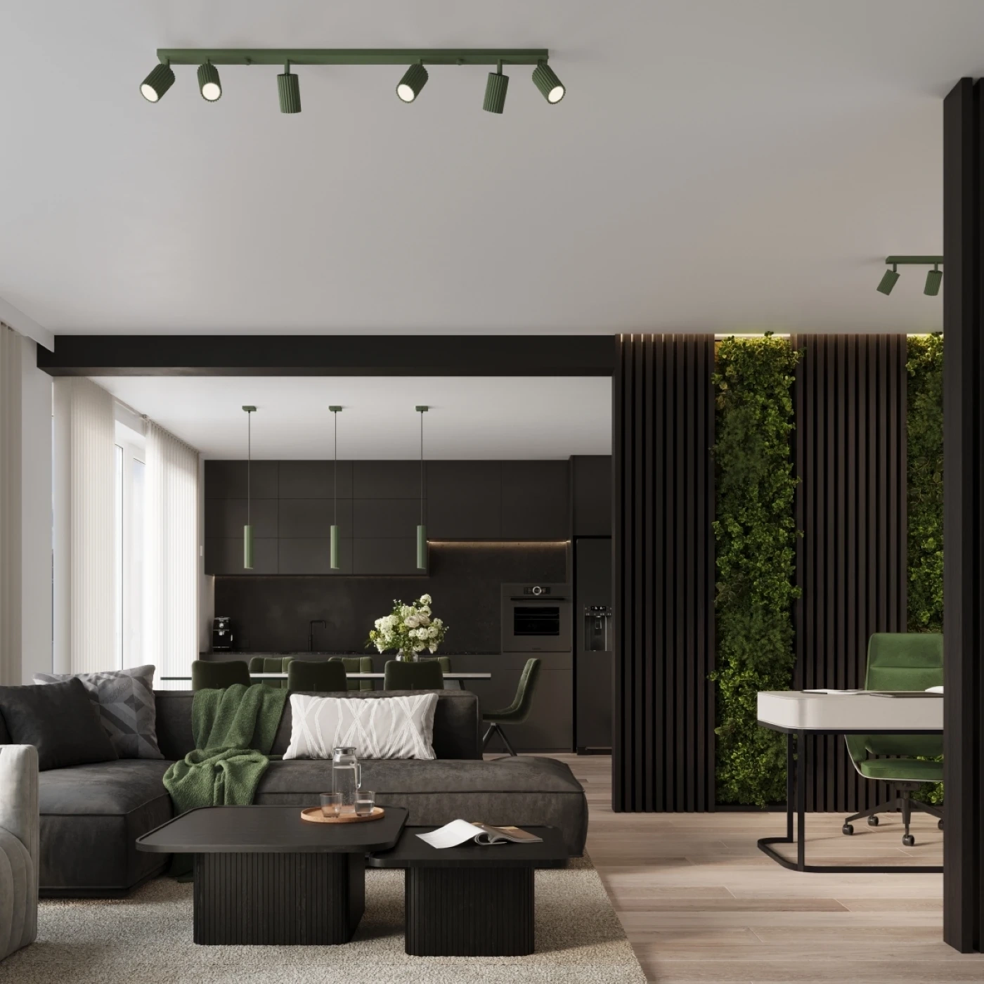 Pendant lamp KARBON 1 olive green