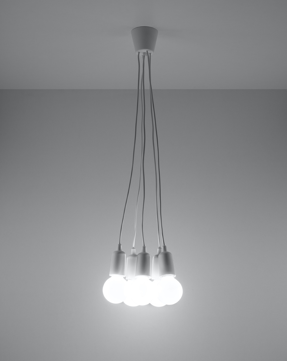 Ceiling lamp DIEGO 5 white + 5x LED Bulb E27 3000K Warm 7.5W 620lm