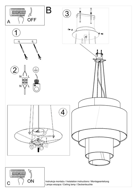 Chandelier REFLEXION 80 white + 7x LED Bulb E27 3000K Warm White 7.5W 620lm