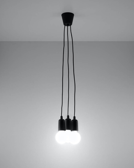 Ceiling lamp DIEGO 3 black + 3x LED Bulb E27 3000K Warm 7.5W 620lm
