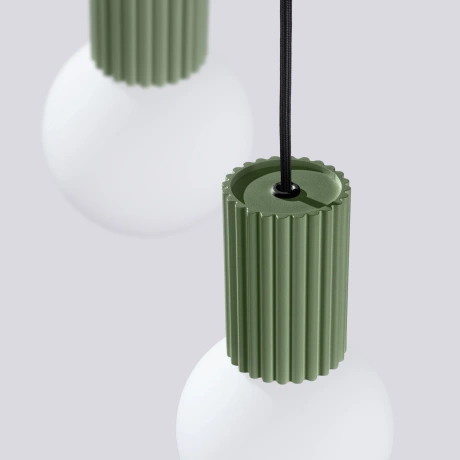 Pendant lamp HALO 3P olive green