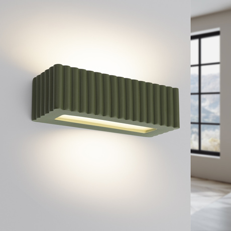 Wall lamp ceramic RIGATA olive green