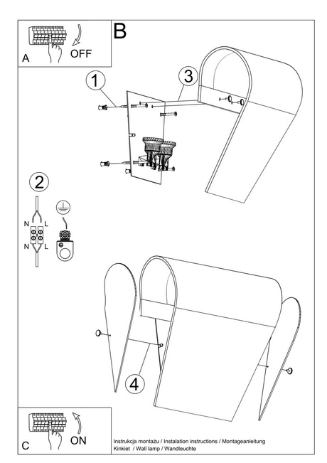 Wall lamp CLINO 2 + 2x LED Bulb E27 3000K Warm 7.5W 620lm