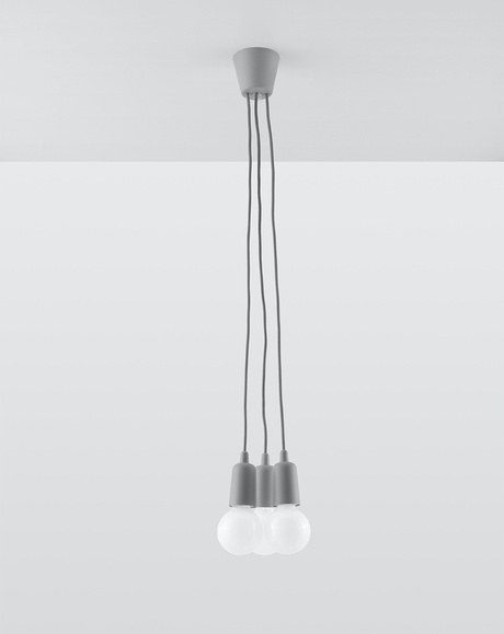 Hanging lamp DIEGO 3 gray + 3x LED Bulb E27 3000K Warm White 7.5W 620lm