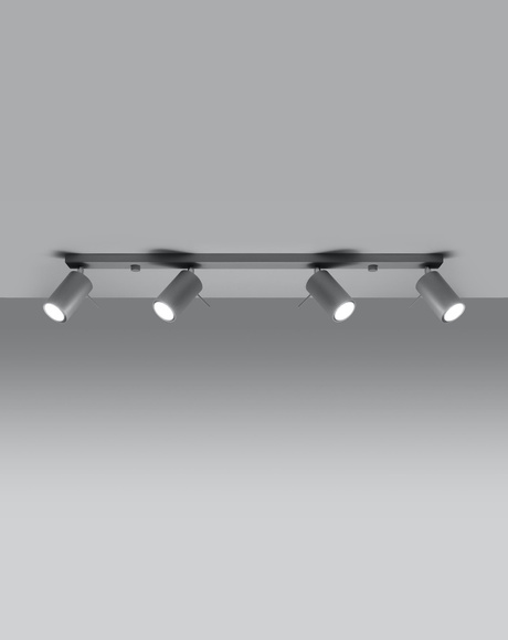 Ceiling lamp RING 4L Gray + 4x LED Bulb GU-10 4000K Cool White 7W 630lm