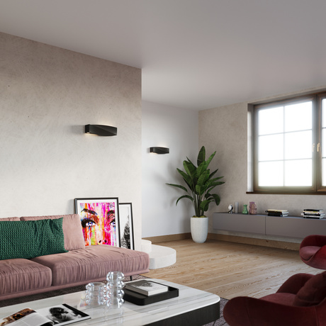 Wall-mounted ceramic lamp SIGMA in black + 1x LED Bulb E27 4000K Cool White 7.5W 650lm