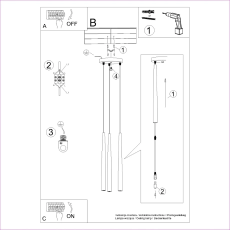 Pedant lamp BLISS 3P black