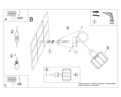 Wall lamp BELUCI 1S black + 1x LED Bulb E14 4000K Cool White 7.5W 680lm