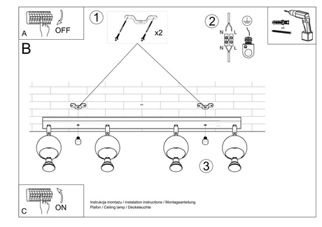 Ceiling lamp OCULARE 4L white + 4x LED Bulb GU-10 4000K Cool White 7W 630lm
