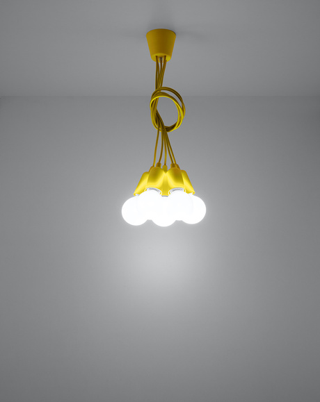 Hanging lamp DIEGO 5 yellow + 5x LED Bulb E27 3000K Warm 7.5W 620lm