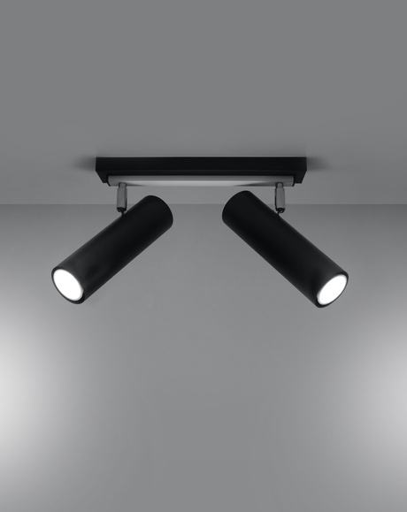 Ceiling lamp DIREZIONE 2 black + 2x LED Bulb GU-10 4000K Cool White 7W 630lm