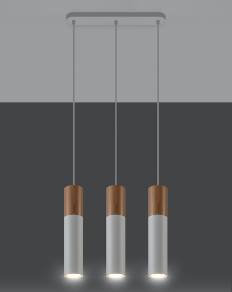 Ceiling Pendant Light PABLO 3 white + 3x LED Bulb GU-10 4000K Cool White 7W 630lm