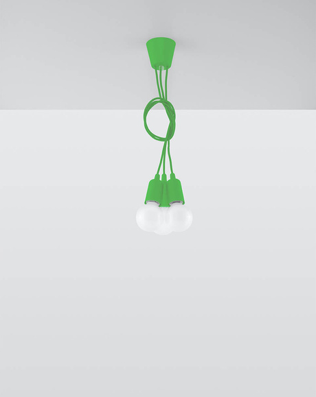Ceiling pendant lamp DIEGO 3 green + 3x LED Bulb E27 4000K Cool White 7.5W 650lm