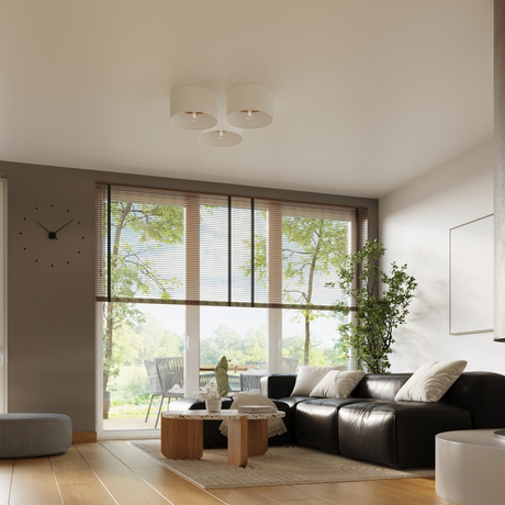 Ceiling light TELESTO white/light brown + 1x LED Bulb E27 3000K Warm 7,5W 620lm