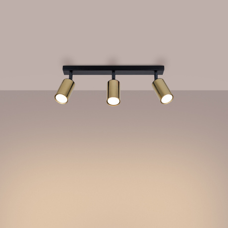 Ceiling lamp WINX 3 black/gold + 3x LED Bulb GU-10 3000K Warm 7W 510lm