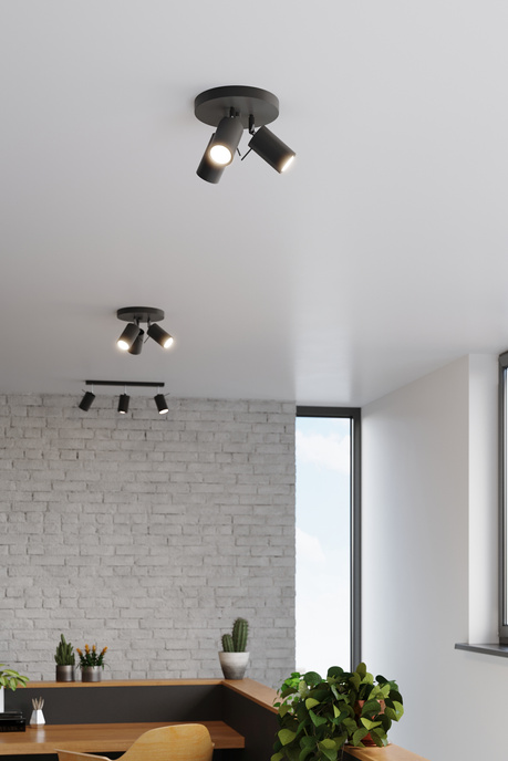 Ceiling lamp RING 3P black + 3x LED Bulb GU-10 3000K Warm 7W 620lm