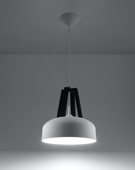 Pendant lamp CASCO white/black + 1x LED Bulb E27 4000K Cold 7.5W 650lm