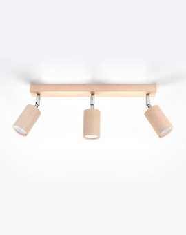 Ceiling lamp BERG 3 natural wood + 3x LED bulb GU-10 3000K Warm 7W 620lm