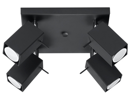 Ceiling lamp MERIDA 4 black + 4x LED Bulb GU-10 3000K Warm 7W 620lm