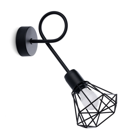 Wall lamp ARTEMIS 1S black + 1x LED Bulb E14 3000K Warm 7.5W 620lm