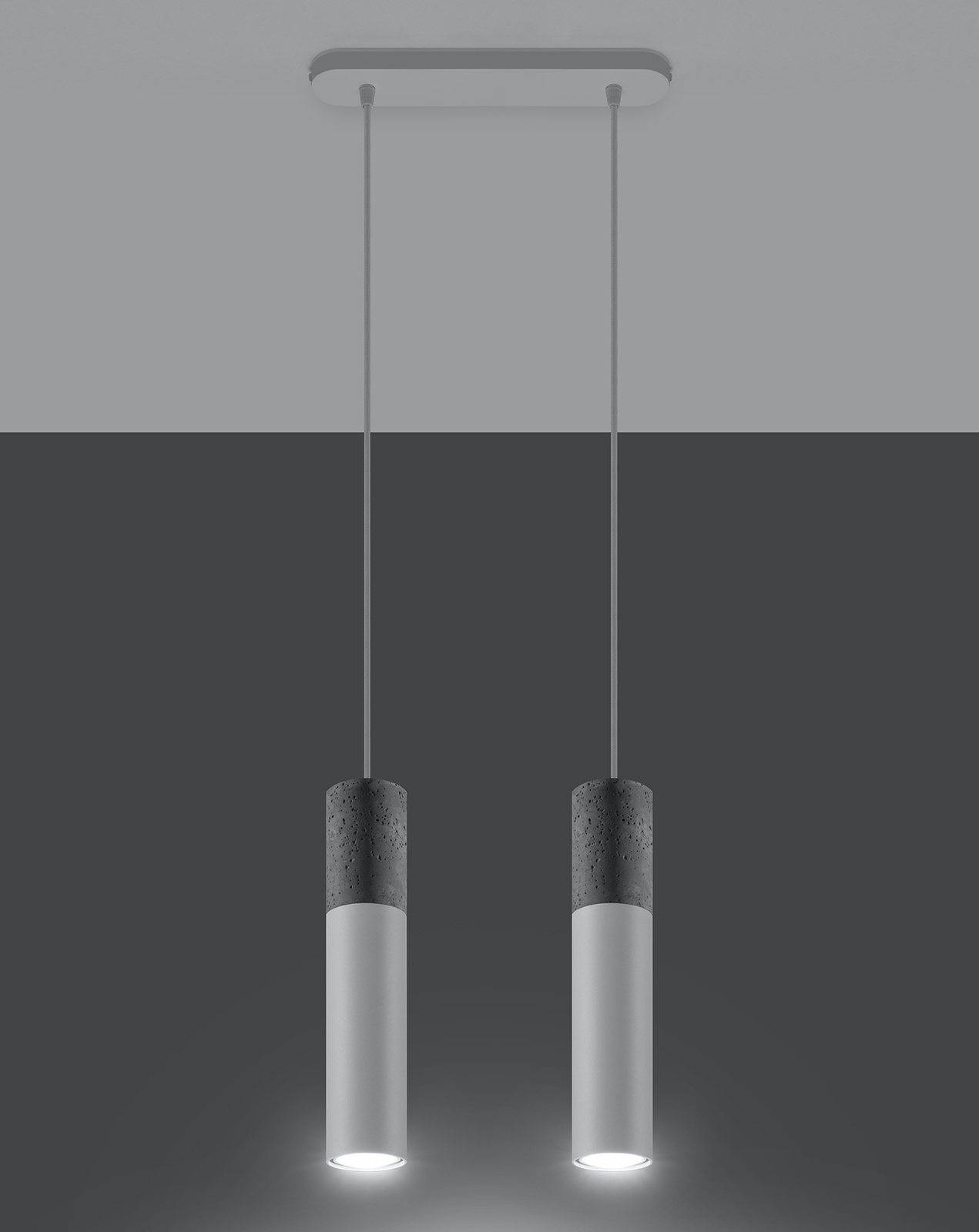 Hanging lamp BORGIO 2 white + 2x LED Bulb GU-10 4000K Cool White 7W 630lm