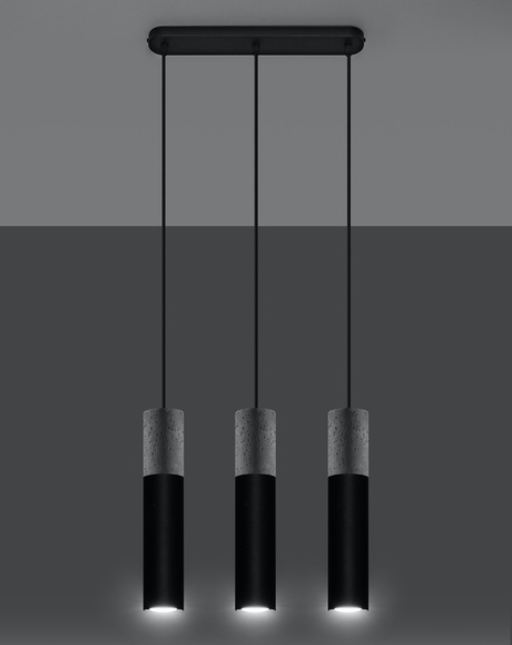 Hanging lamp BORGIO 3 black + 3x LED bulb GU-10 4000K Cool White 7W 630lm