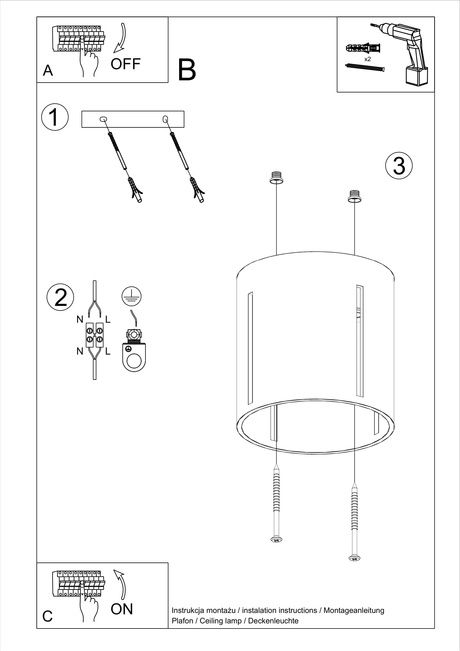 Ceiling lamp INEZ gray + 1x LED Bulb G9 3000K Warm 4.5W 510lm