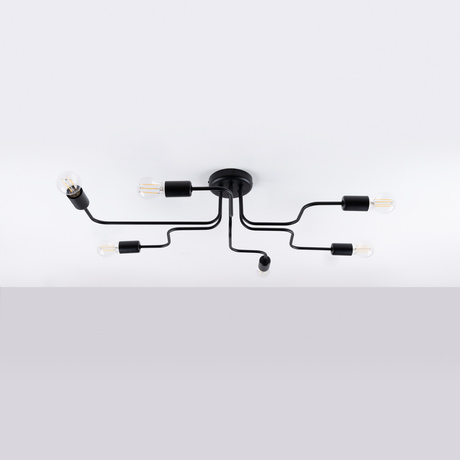 Chandelier VECTOR 6 black + 6X LED Bulb E27 3000K 7W 760lm