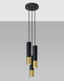 Ceiling Pendant Lamp LOOPEZ 3P black/gold + 3x LED Bulb GU-10 3000K Warm 7W 620lm