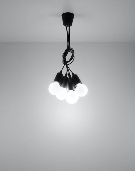 Hanging lamp DIEGO 5 black + 5x LED Bulb E27 3000K Warm 7.5W 620lm