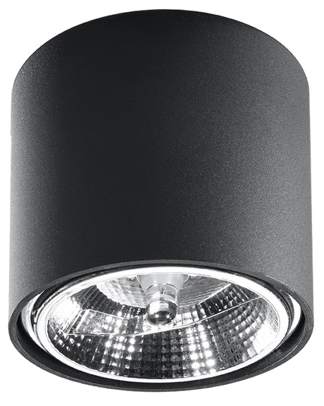 Ceiling lamp TIUBE black + 1x LED Bulb GU10 AR111 3000K WARM 12W 800lm