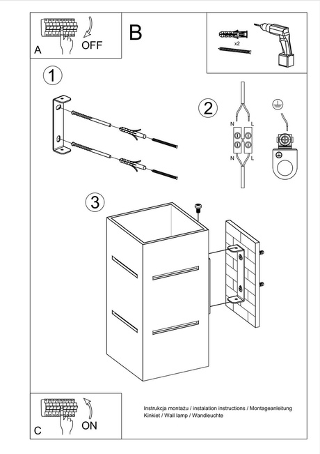 Wall lamp BLOCCO gray + 1x LED Bulb G9 3000K Warm 4.5W 510lm