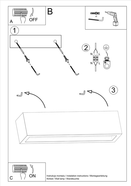 Wall lamp VEGA 50 concrete + 1x LED bulb E27 3000K Warm 7.5W 620lm