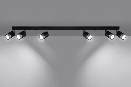 Ceiling lamp NERO 6 black/chrome + 6x LED Bulb GU-10 3000K Warm White 7W 620lm