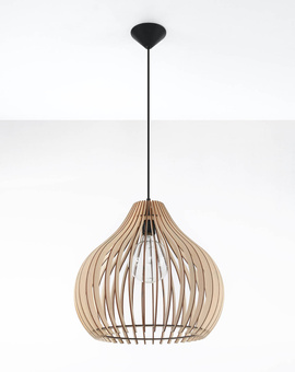 Ceiling pendant APRILLA natural wood + 1x LED Bulb E27 3000K Warm 7.5W 620lm