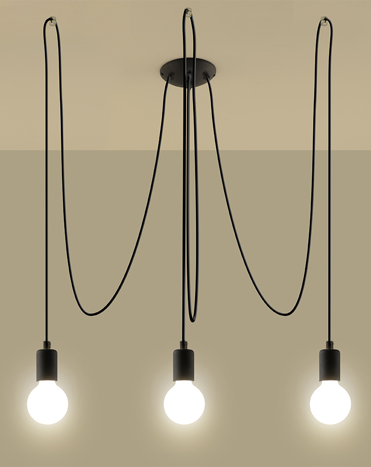 Ceiling pendant EDISON 3 black + 3x LED Bulb E27 3000K Warm White 7.5W 620lm