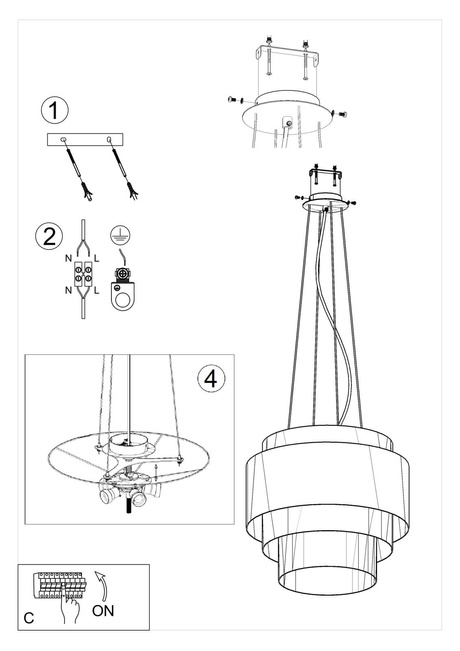 Chandelier REFLEXION 50 white + 5x LED Bulb E27 4000K Cool White 7.5W 650lm