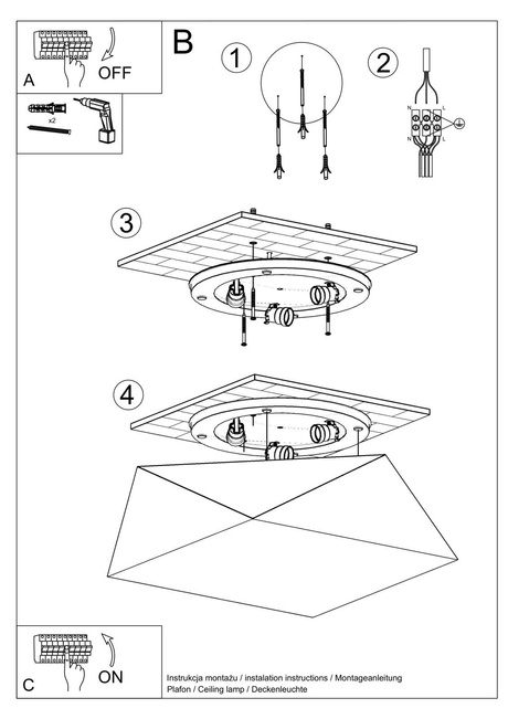 Ceiling lamp HEXA 45 SEQUIN + 3x LED Bulb E27 3000K Warm 7.5W 620lm