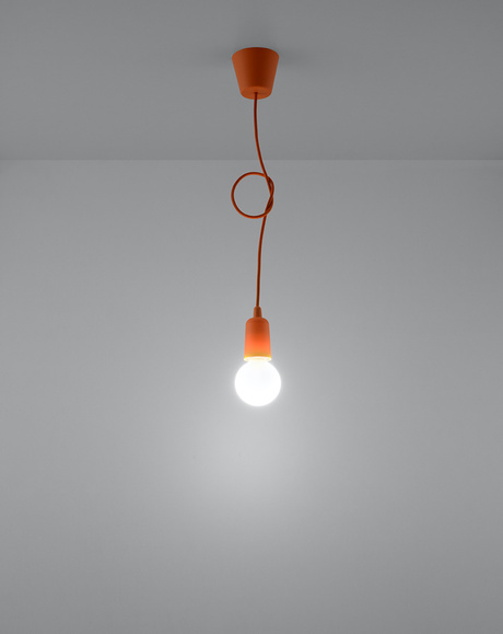 Hanging lamp DIEGO 1 in orange + 1x LED bulb E27 3000K Warm 7.5W 620lm