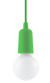Hanging lamp DIEGO 1 green + 1x LED Bulb E27 3000K Warm White 7.5W 620lm
