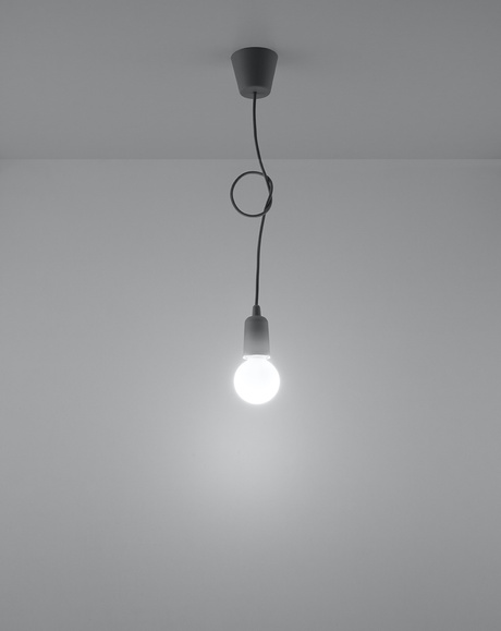 Ceiling pendant DIEGO 1 grey + 1x LED Bulb E27 4000K Cool White 7.5W 650lm