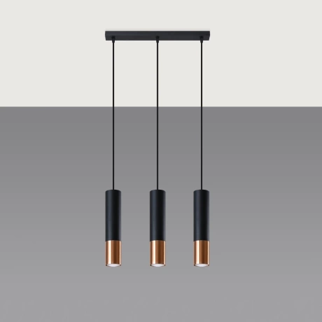 Pendant lamp LOOPEZ 3L black/copper