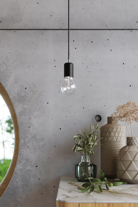 Ceiling pendant lamp EDISON 1 LONG black + 1x LED Bulb E27 4000K Cold 7.5W 650lm