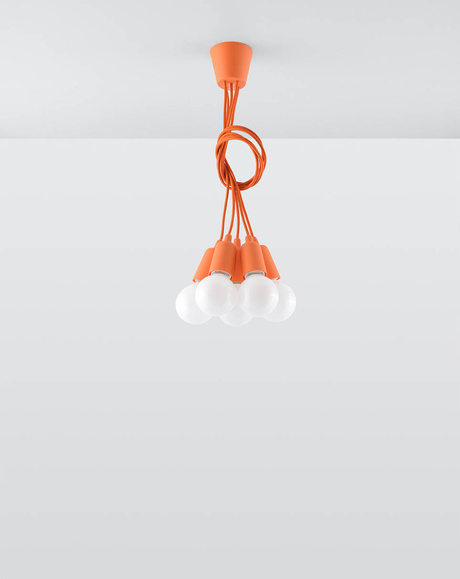Hanging lamp DIEGO 5 orange + 5x LED Bulb E27 3000K Warm 7.5W 620lm