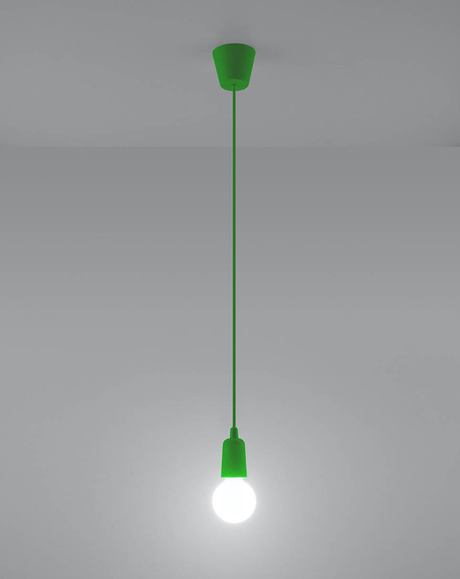 Hanging lamp DIEGO 1 green + 1x LED Bulb E27 3000K Warm White 7.5W 620lm
