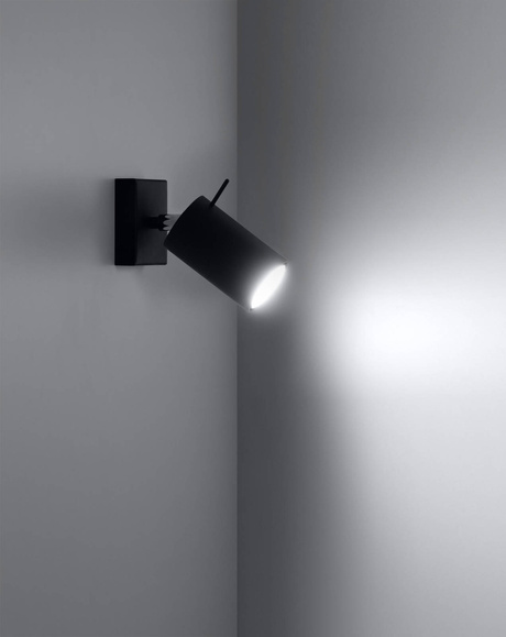 Wall lamp RING black with switch + 1x LED Bulb GU-10 3000K Warm 7W 620lm