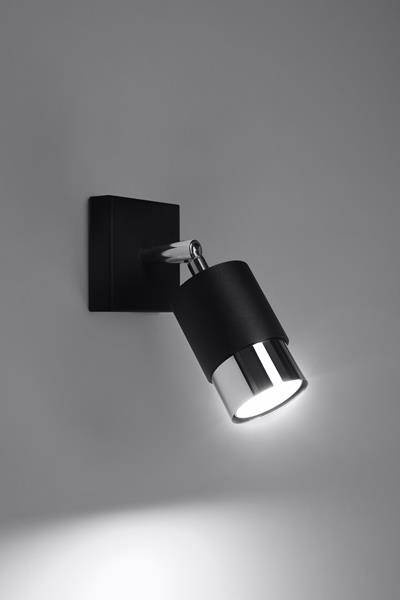 Wall lamp NERO black/chrome + 1x LED bulb GU-10 3000K Warm 7W 620lm
