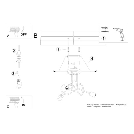 Chandelier SUPEŁ 3 chrome + 3X LED bulb E27 3000K 7W 760lm