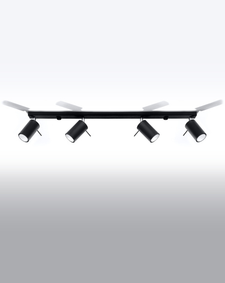 Ceiling lamp RING 4L black + 4x LED Bulb GU-10 4000K Cool White 7W 630lm